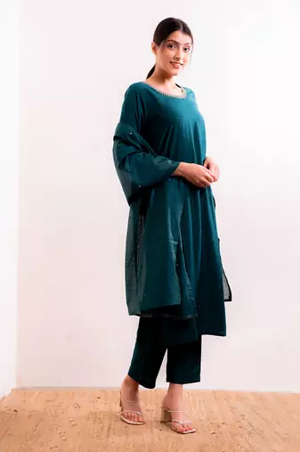 Turquoise  Naina Straight Fit  Suit Set