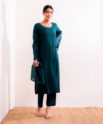 Turquoise  Naina Straight Fit  Suit Set 4