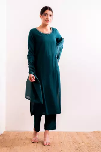 Turquoise  Naina Straight Fit  Suit Set