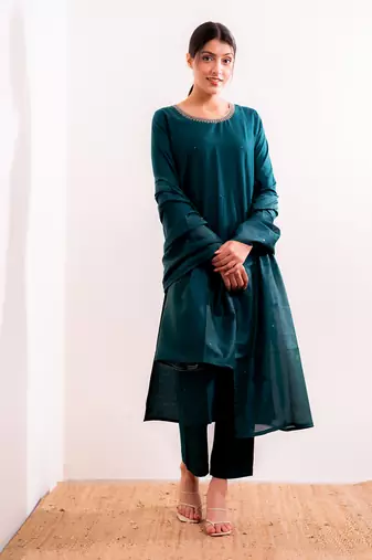 Turquoise  Naina Straight Fit  Suit Set