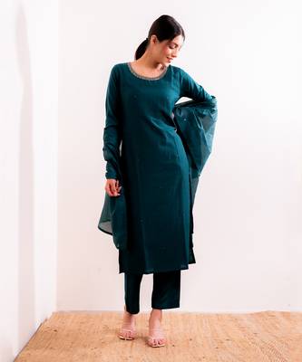 Turquoise  Naina Straight Fit  Suit Set 6