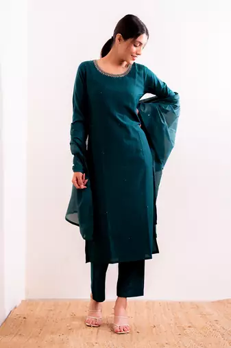 Turquoise  Naina Straight Fit  Suit Set
