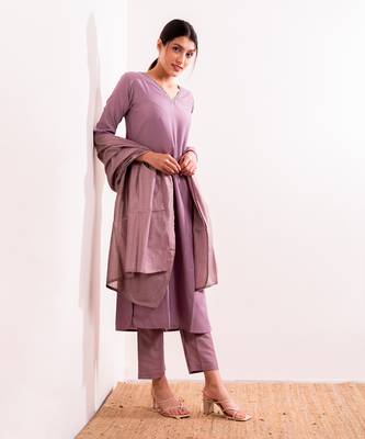 Lavender Nagma Straight Fit  Suit Set 2