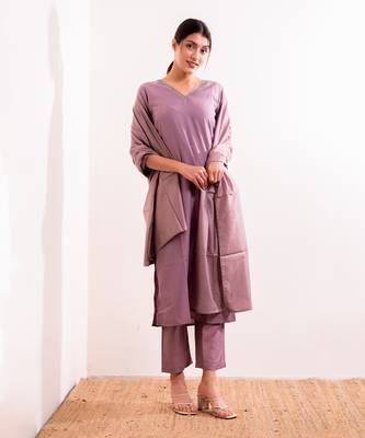 Lavender Nagma Straight Fit  Suit Set 5