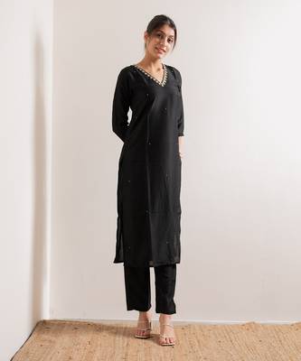 Black Zena Straight Fit  Suit Set 2