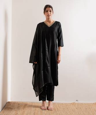 Black Zena Straight Fit  Suit Set 3