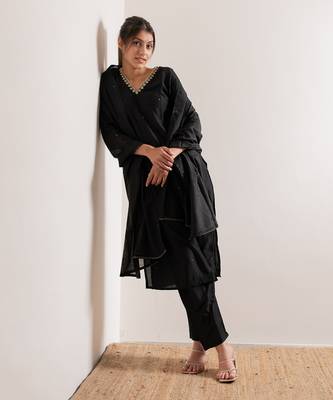 Black Zena Straight Fit  Suit Set 5