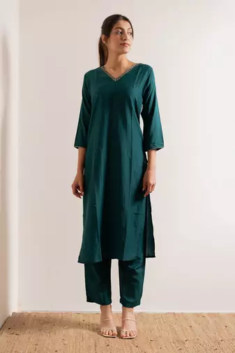Turquoise  Aks Straight Fit  Suit Set