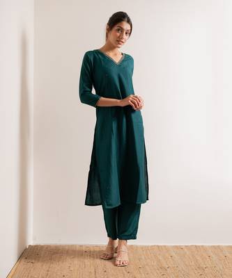 Turquoise  Aks Straight Fit  Suit Set 3