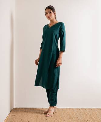 Turquoise  Aks Straight Fit  Suit Set 4