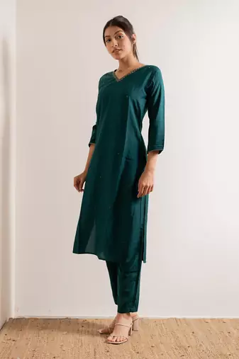 Turquoise  Aks Straight Fit  Suit Set