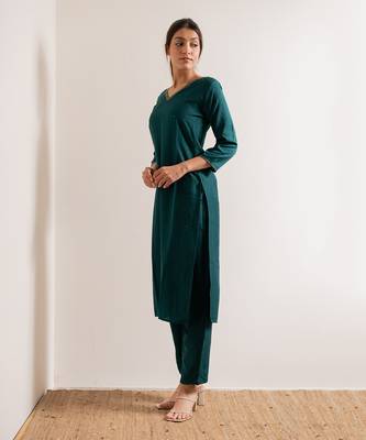 Turquoise  Aks Straight Fit  Suit Set 5