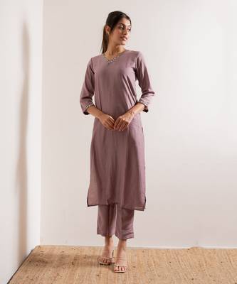 Lavender Kaach Straight Fit  Suit Set 1