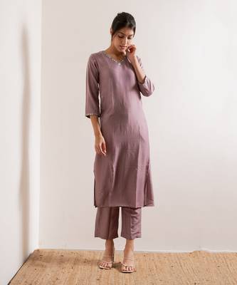 Lavender Kaach Straight Fit  Suit Set 2