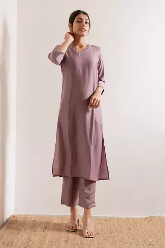 Lavender Kaach Straight Fit  Suit Set