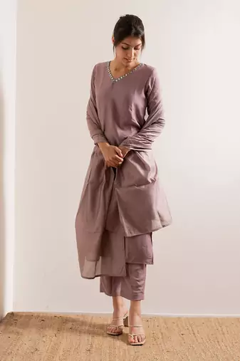 Lavender Kaach Straight Fit  Suit Set