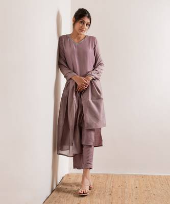 Lavender Kaach Straight Fit  Suit Set 5