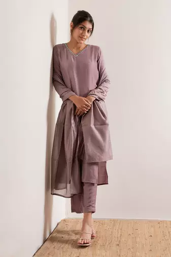 Lavender Kaach Straight Fit  Suit Set