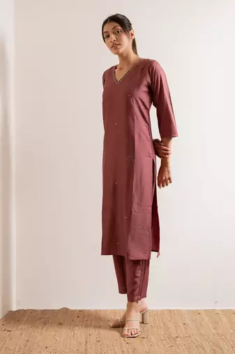 Dusty Pink Fanaa Straight Fit  Suit Set