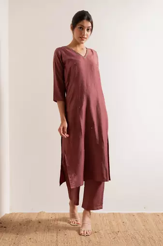 Dusty Pink Fanaa Straight Fit  Suit Set