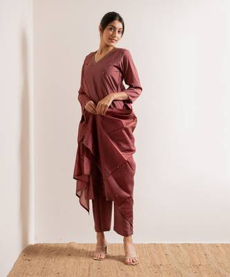 Dusty Pink Fanaa Straight Fit  Suit Set 4