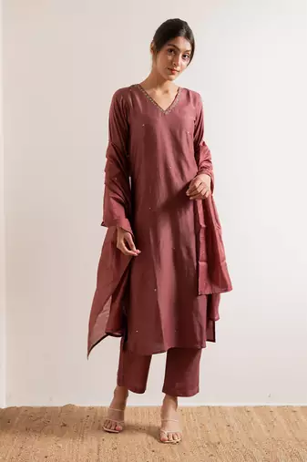 Dusty Pink Fanaa Straight Fit  Suit Set