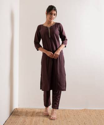 Wine Amber Straight Fit  Suit Set 4