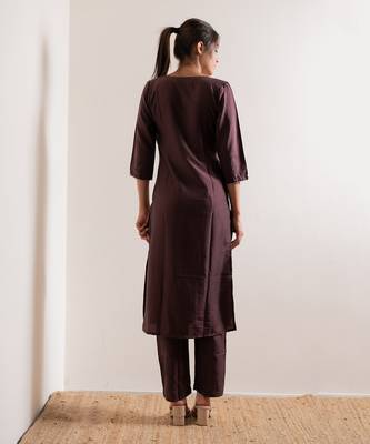 Wine Amber Straight Fit  Suit Set 5
