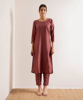 Dusty Pink Maahi Straight Fit  Suit Set 2