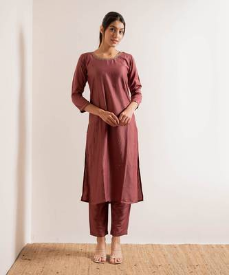 Dusty Pink Maahi Straight Fit  Suit Set 3