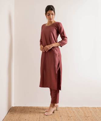 Dusty Pink Maahi Straight Fit  Suit Set 5