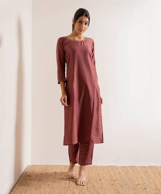 Dusty Pink Maahi Straight Fit  Suit Set 6