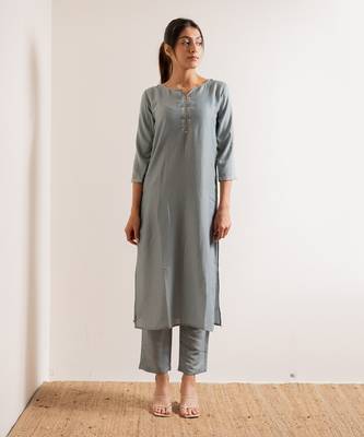 Powder Blue Khayaal Straight Fit  Suit Set 2