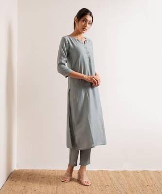 Powder Blue Khayaal Straight Fit  Suit Set 3