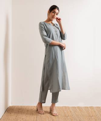 Powder Blue Khayaal Straight Fit  Suit Set 4