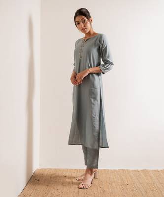 Powder Blue Khayaal Straight Fit  Suit Set 5