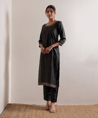 Olive Green Meera Straight Fit  Suit Set 2