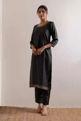 Olive Green Meera Straight Fit  Suit Set