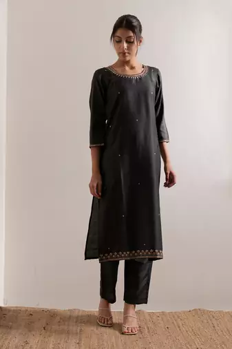 Olive Green Meera Straight Fit  Suit Set