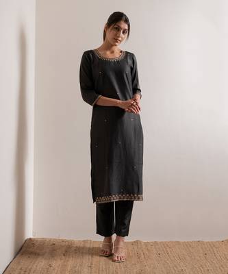 Olive Green Meera Straight Fit  Suit Set 5