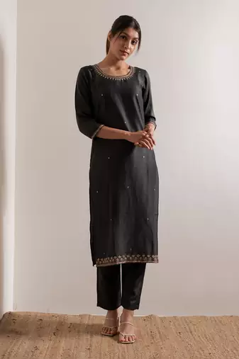 Olive Green Meera Straight Fit  Suit Set
