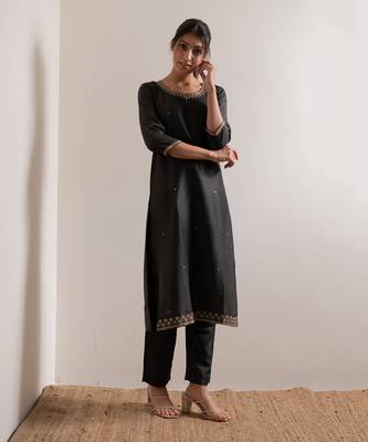 Olive Green Meera Straight Fit  Suit Set 1