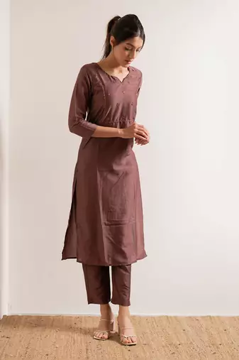 Rust Maroon Manresa Straight Fit  Suit Set