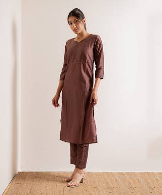 Rust Maroon Manresa Straight Fit  Suit Set 3