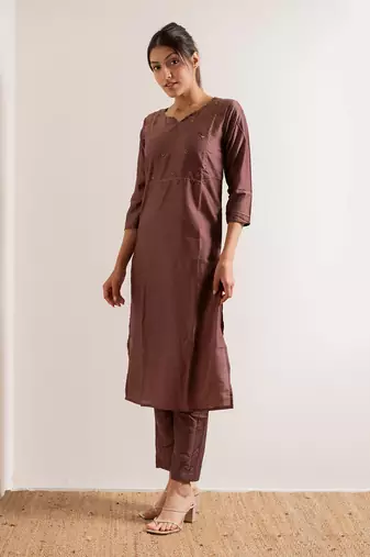 Rust Maroon Manresa Straight Fit  Suit Set