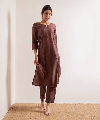 Rust Maroon Manresa Straight Fit  Suit Set 4