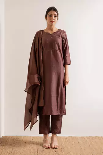 Rust Maroon Manresa Straight Fit  Suit Set