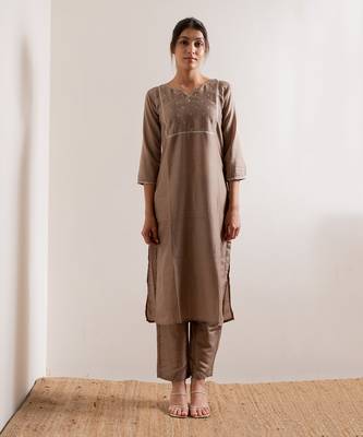 Pale Nude Khair Straight Fit  Suit Set 2