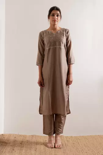 Pale Nude Khair Straight Fit  Suit Set