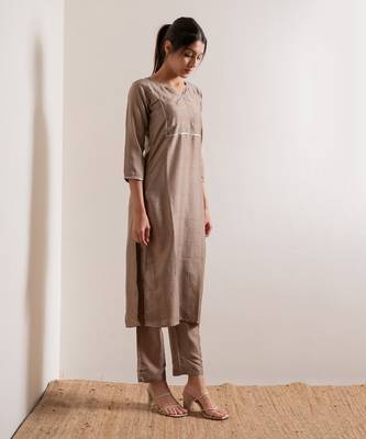 Pale Nude Khair Straight Fit  Suit Set 3